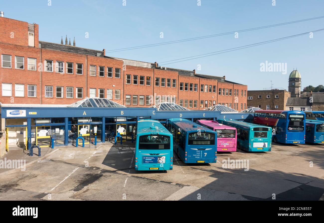 Busbahnhof Durham City, Co. Durham, England, Großbritannien Stockfoto