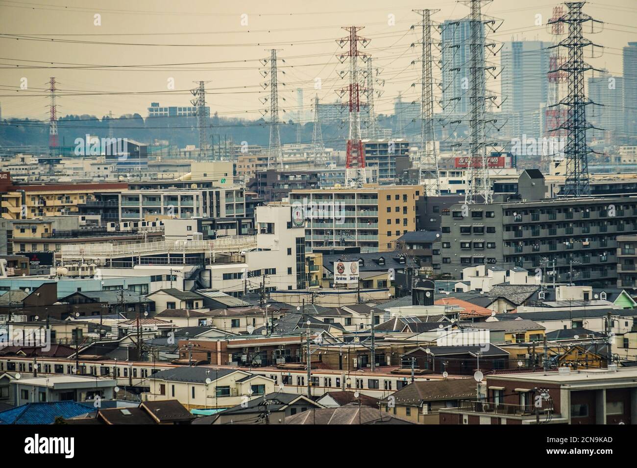 Straßen der Stadt Kawasaki, die von Meiyuan Okurayama aus sichtbar ist Stockfoto