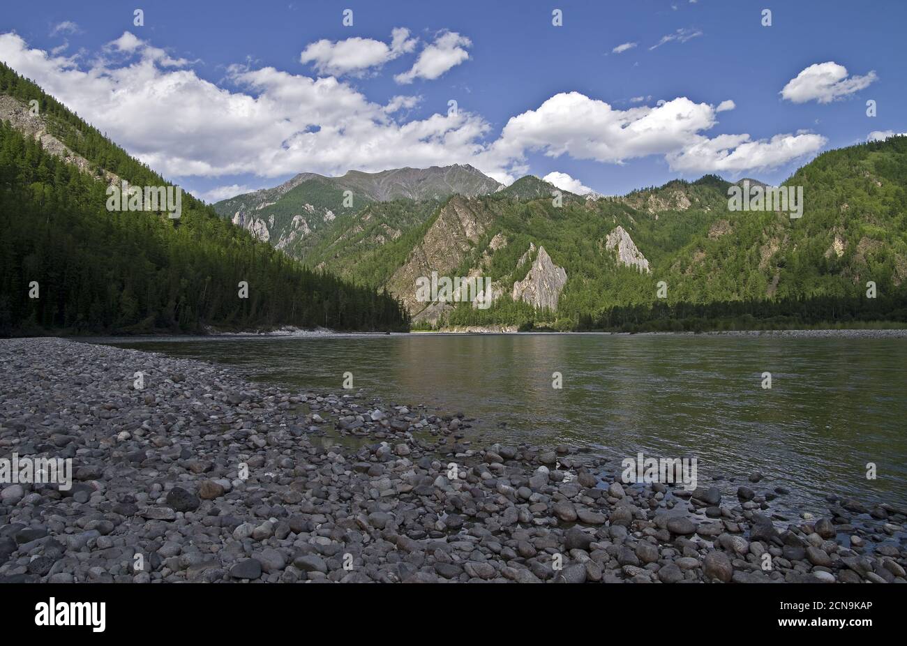 Sayan Oka River. Stockfoto