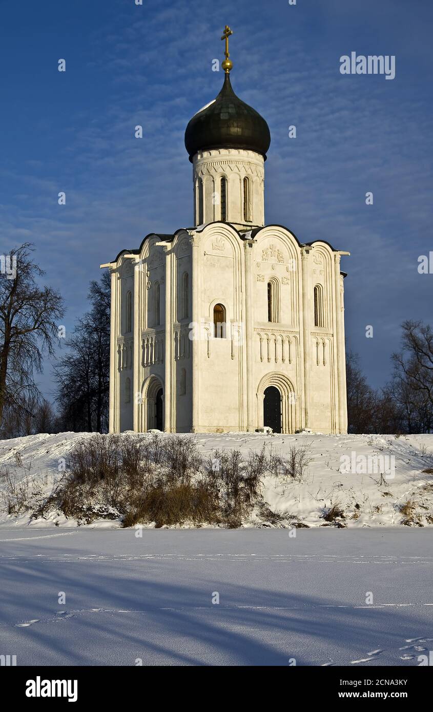 Kirche der Fürbitte auf der Nerl, Russland. Stockfoto