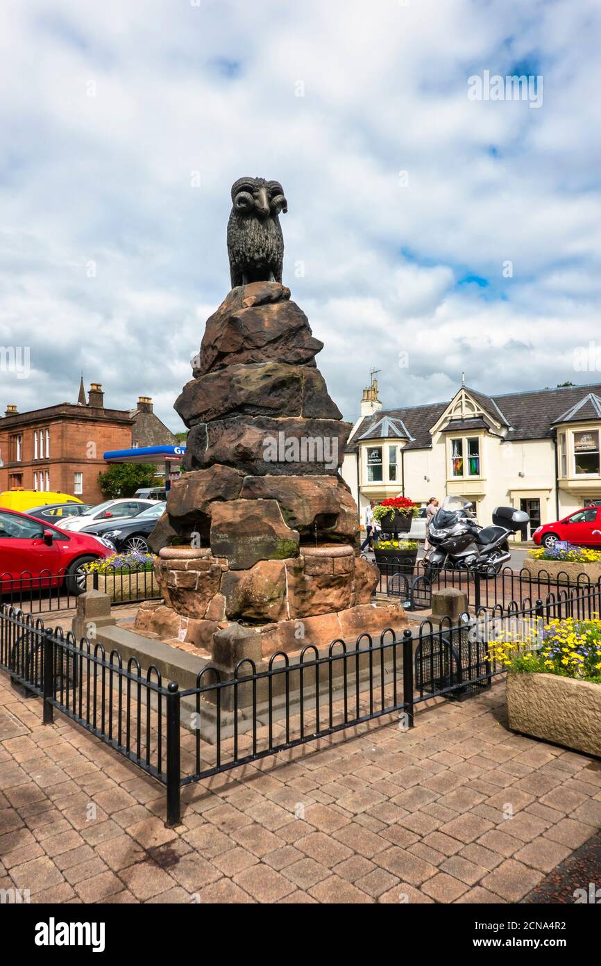 Der Colvin Fountain auch Moffat RAM in the High genannt Street of Moffat Dumfries & Galloway Schottland Großbritannien Stockfoto