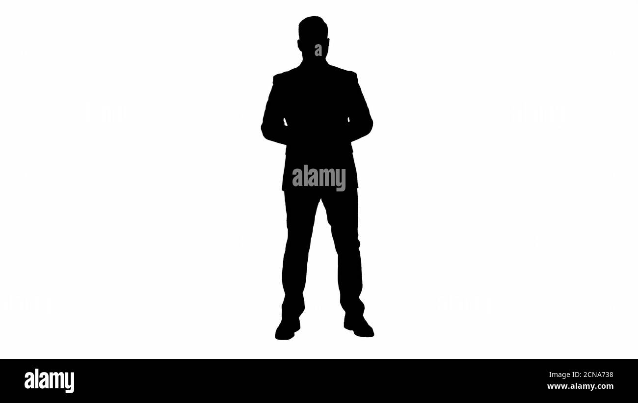 Silhouette nachdenklicher Geschäftsmann. Stockfoto
