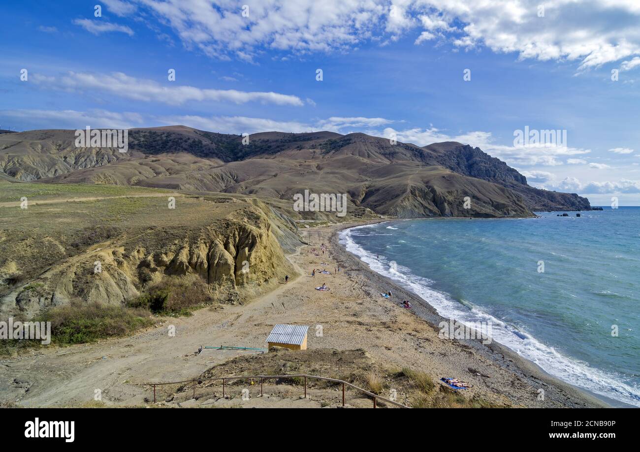 Kleiner Strand am Ende der Saison. Stockfoto