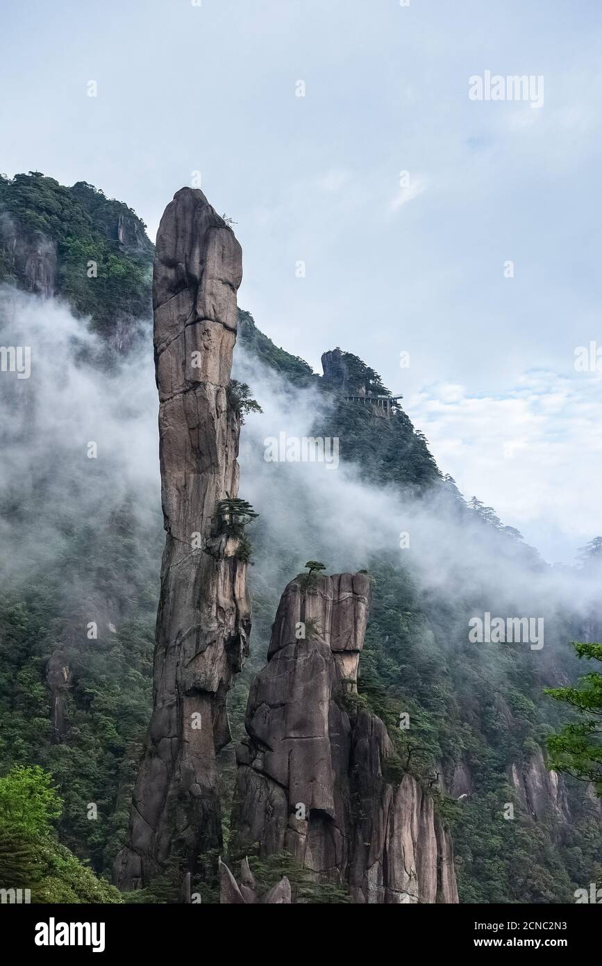 Riesige Granitsäulen im berg sanqing Stockfoto