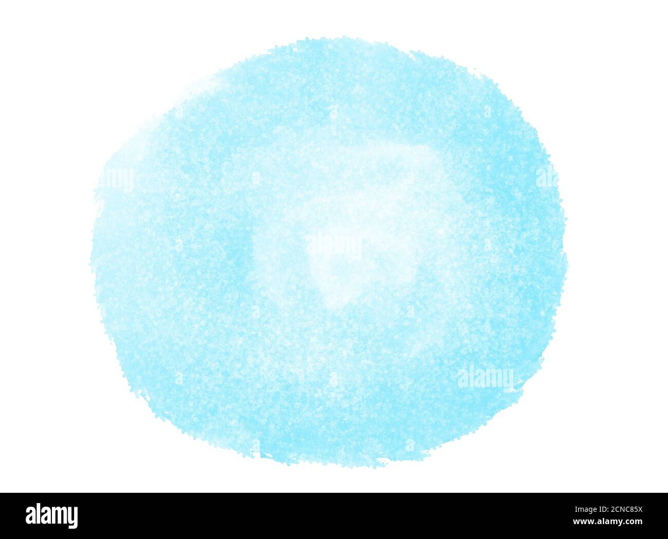 Blauer Kreis Fleck durch Aquarell auf weißem Papier Stockfoto
