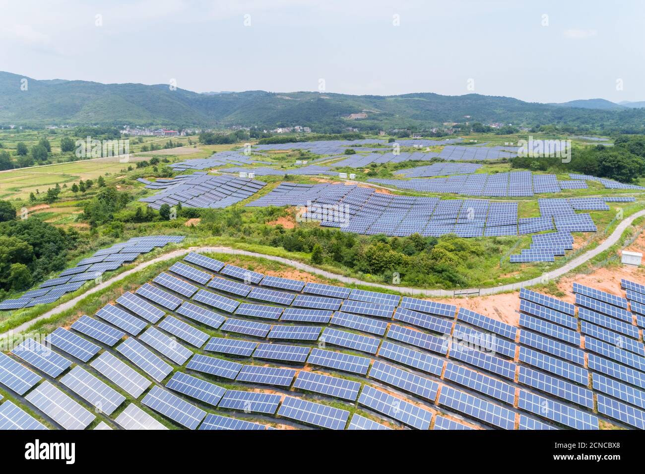 Solarstrom am Hang Stockfoto