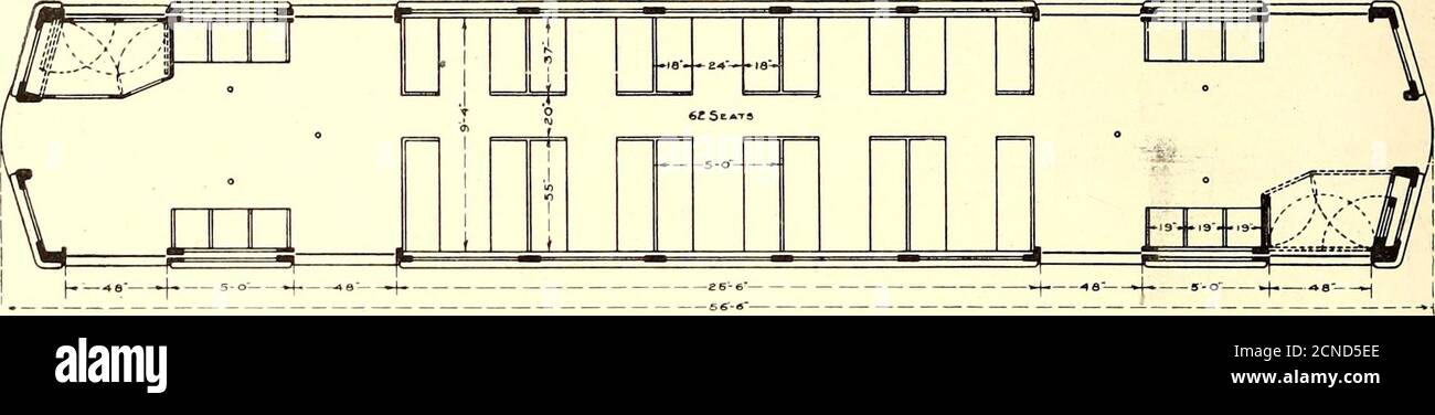 . Die Straßenbahn Zeitschrift . EET RAILWAY JOURNAL. [Vol. XXXL Nr. 9. Da die Türen viel breiter gemacht werden, wie in den BrooklynBridge Shuttle-Autos, bemühen sich die überfüllten Passagiere, durch die Tür drei abreast, viel zu derUnannehmlichkeit des mittleren Beifahrers zu passieren. Um diese Diffi-kulty zu vermeiden, wird ein Trennpfosten in der Mitte einer breiteren Tür eingeführt, aber mit einer Schiebetür zum Abschneiden des Passagierstroms würde dieser Stützpfosten dazu dienen, die Gefahr zu vervielfachen und die Unfälle zu erhöhen. Abb. 7 zeigt eine Anordnung von Sitzen, die platzsparsamer ist. In der jetzigen U-Bahn dort Stockfoto