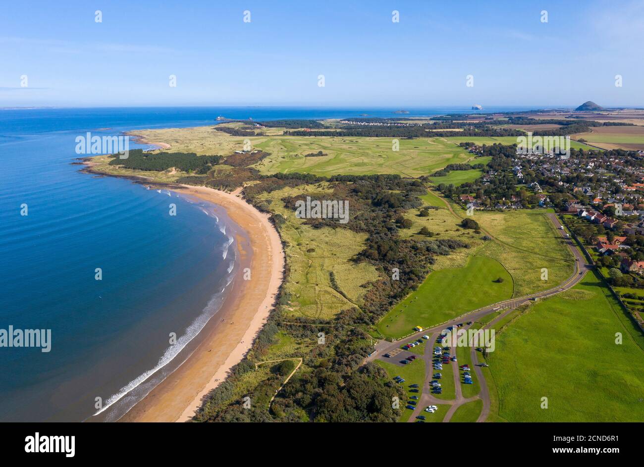 Luftaufnahme der Gullane Bay, East Lothian, Schottland. Stockfoto