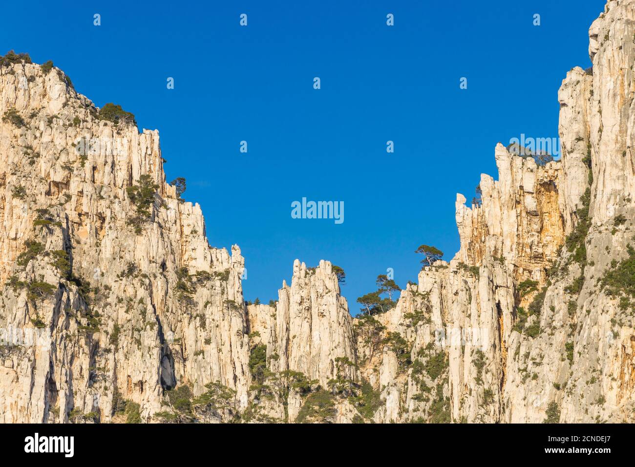Felsformation in Calanque de l'Oule, Nationalpark Calanque, Marseille, Bouches du Rhone, Provence, Frankreich, Europa Stockfoto