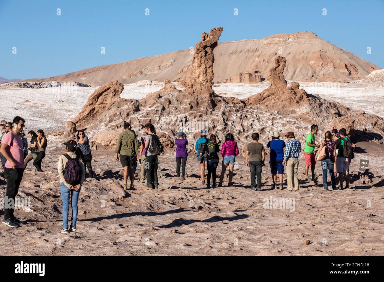 Die Steinformation Tres Marias, Valle de le Luna, Nationalpark Los Flamencos, Region Antofagasta, Chile Stockfoto