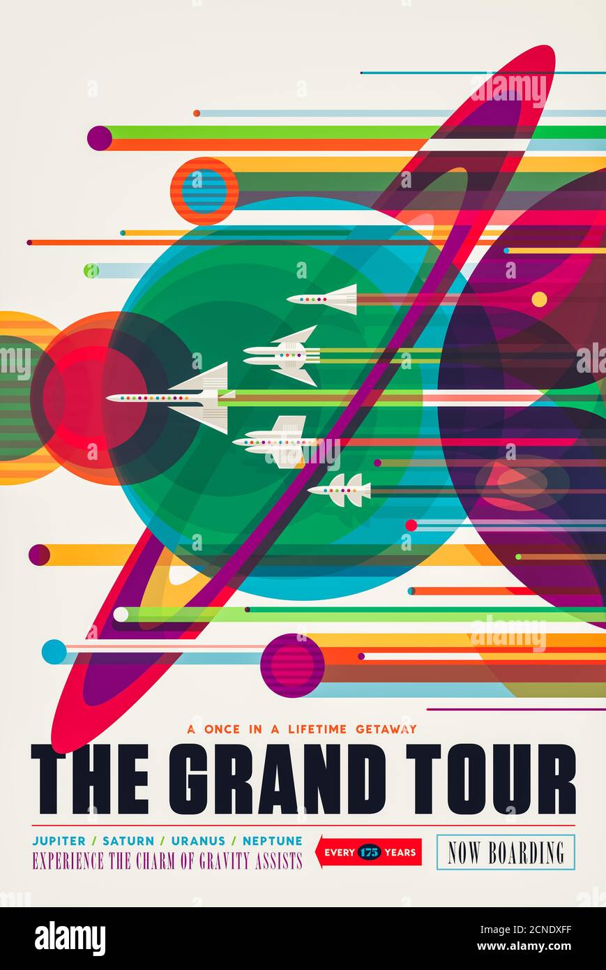 Die große Tour: Visionen der zukünftigen Weltraumreise Plakate erstellt von NASA,s Jet Propulsion Laboratory. Stockfoto