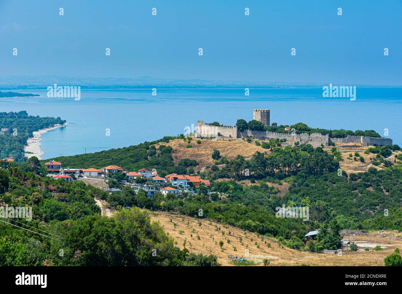 Platamon Castle am Fuße des Olymp, Griechenland, Europa Stockfoto