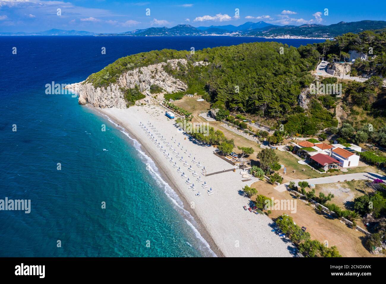 Luftaufnahme von Tsambou Beach, Samos, Griechische Inseln, Griechenland, Europa Stockfoto