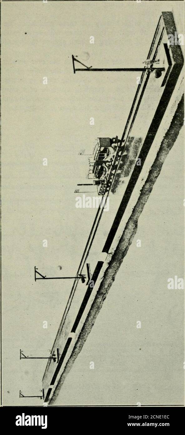 . Offizielle Verfahren . sind gegeben l) y Semaphoren und durch Lichtsignale.TT scheint bezeichnend, dass eine schwarze Kugel verwendet wurde, um adisabled Zug anzuzeigen. Diese Anzeige hat kein Gegenstück in der Modernsignalisierung. Das Fernrohr des Signaloperierenden hat BV den Telegrafen und das Telegrafen K)ne für die Kommunikation von Station zu Station eingesetzt. Die Steuerung der Signale durch den man wurde im automatischen Blocksystem durch den Gleiskreis ersetzt, durch den der Zug selbst automatisch die SIG-rals steuert, die den Abschnitt regeln, den der Zug einnimmt. Das erste komplette Blocksignalsystem in Stockfoto