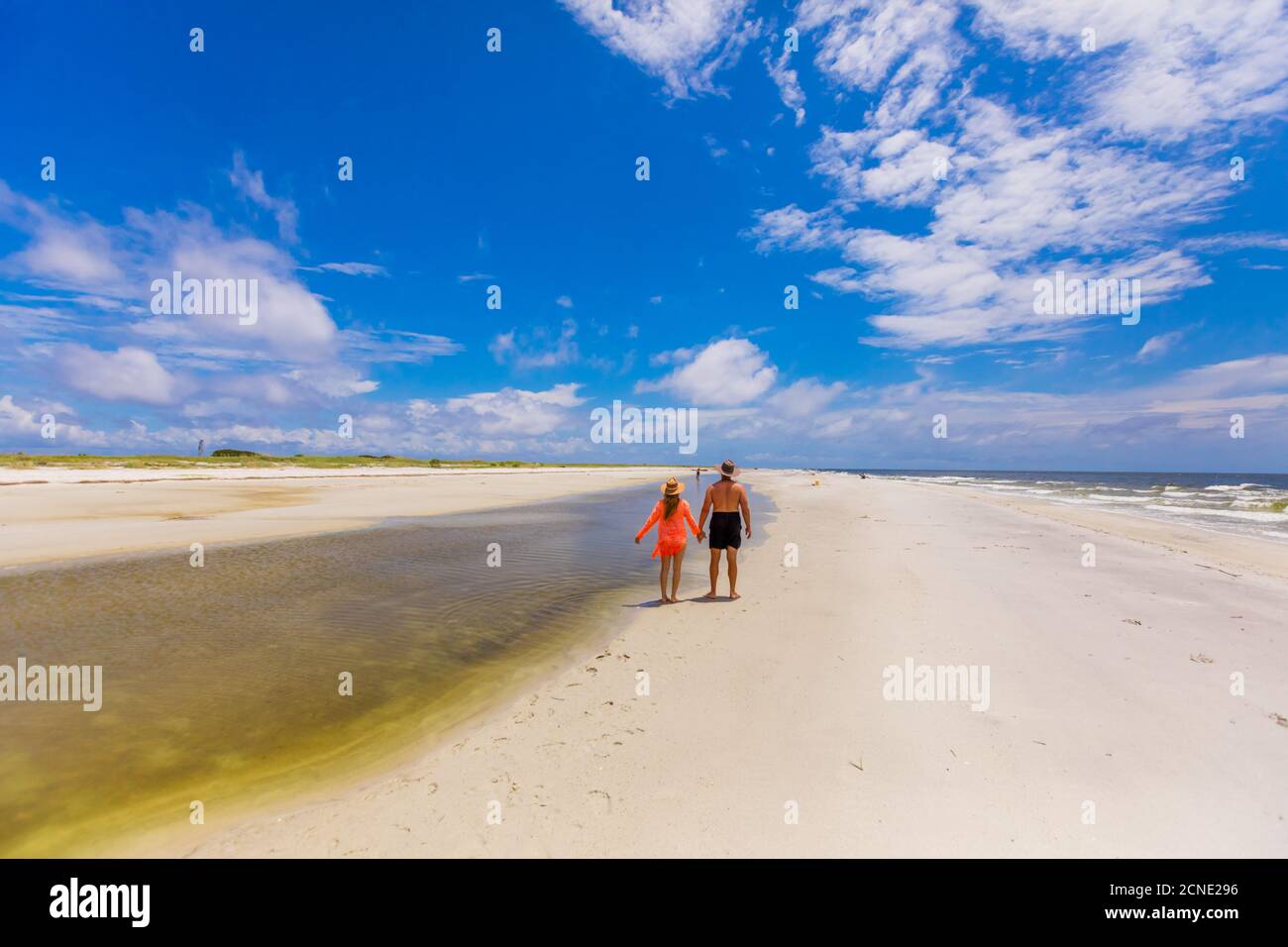 Weiße Sandstrände auf Ship Island, Gulf Coast, Mississippi, Vereinigte Staaten von Amerika Stockfoto