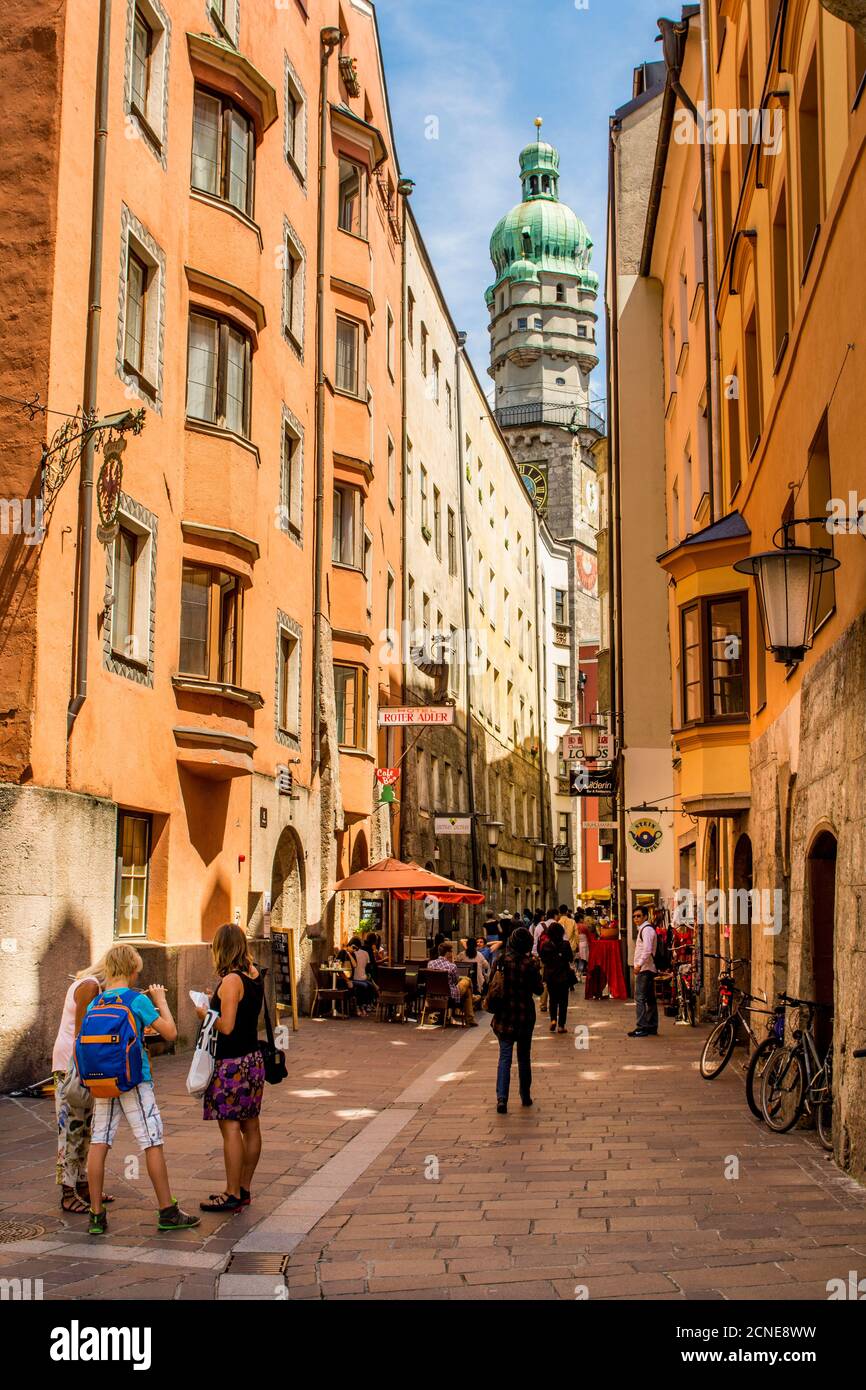 Uhrturm, Altstadt, Innsbruck, Tirol, Österreich, Europa Stockfoto