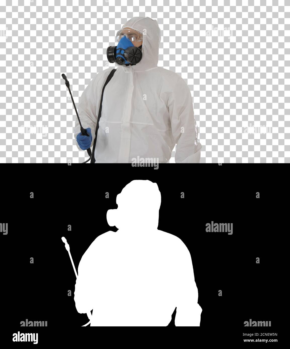 Mann mit einem Anzug, Handschuhen, Maske, Stockfoto