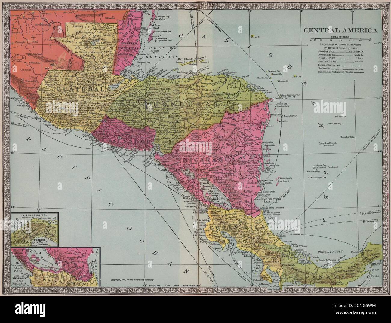 Mittelamerika: Einlegemappen von Panama; Brito. Mittelamerika 1903 alt Stockfoto