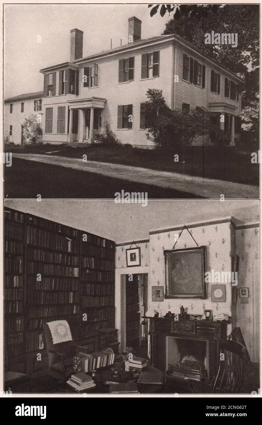 Ralph Waldo Emerson Home, Concord, Massachusetts. Bibliothek 1903 alten Druck Stockfoto