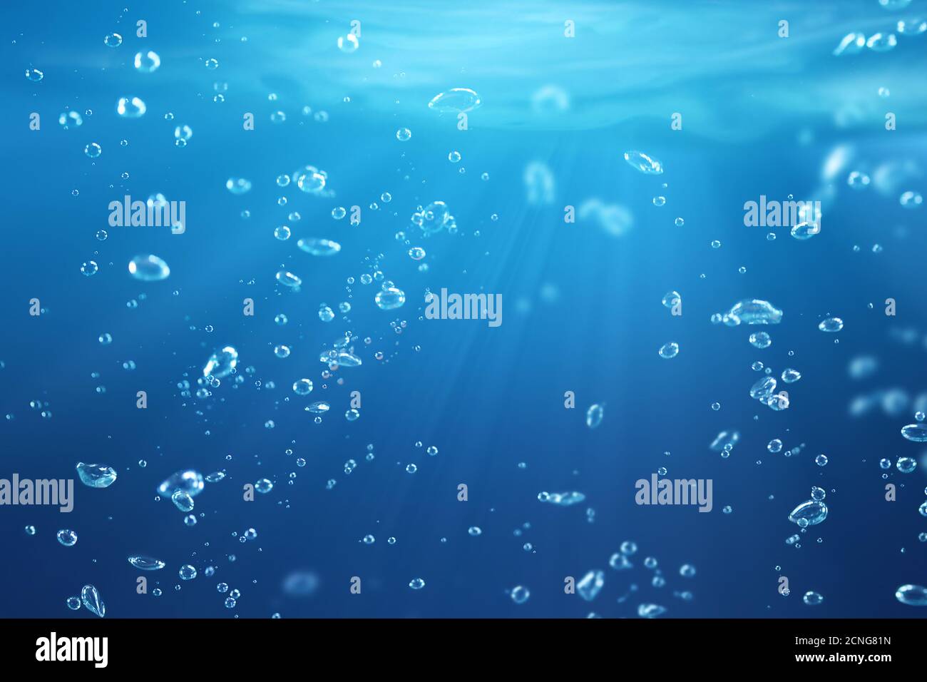 Luftblasen unter Wasser Stockfoto