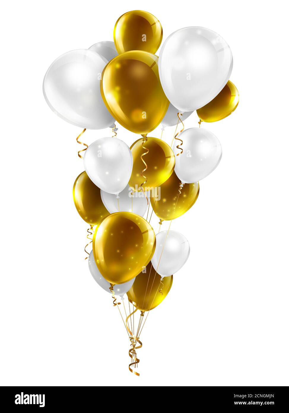 Goldene und weiße Ballons Stockfoto