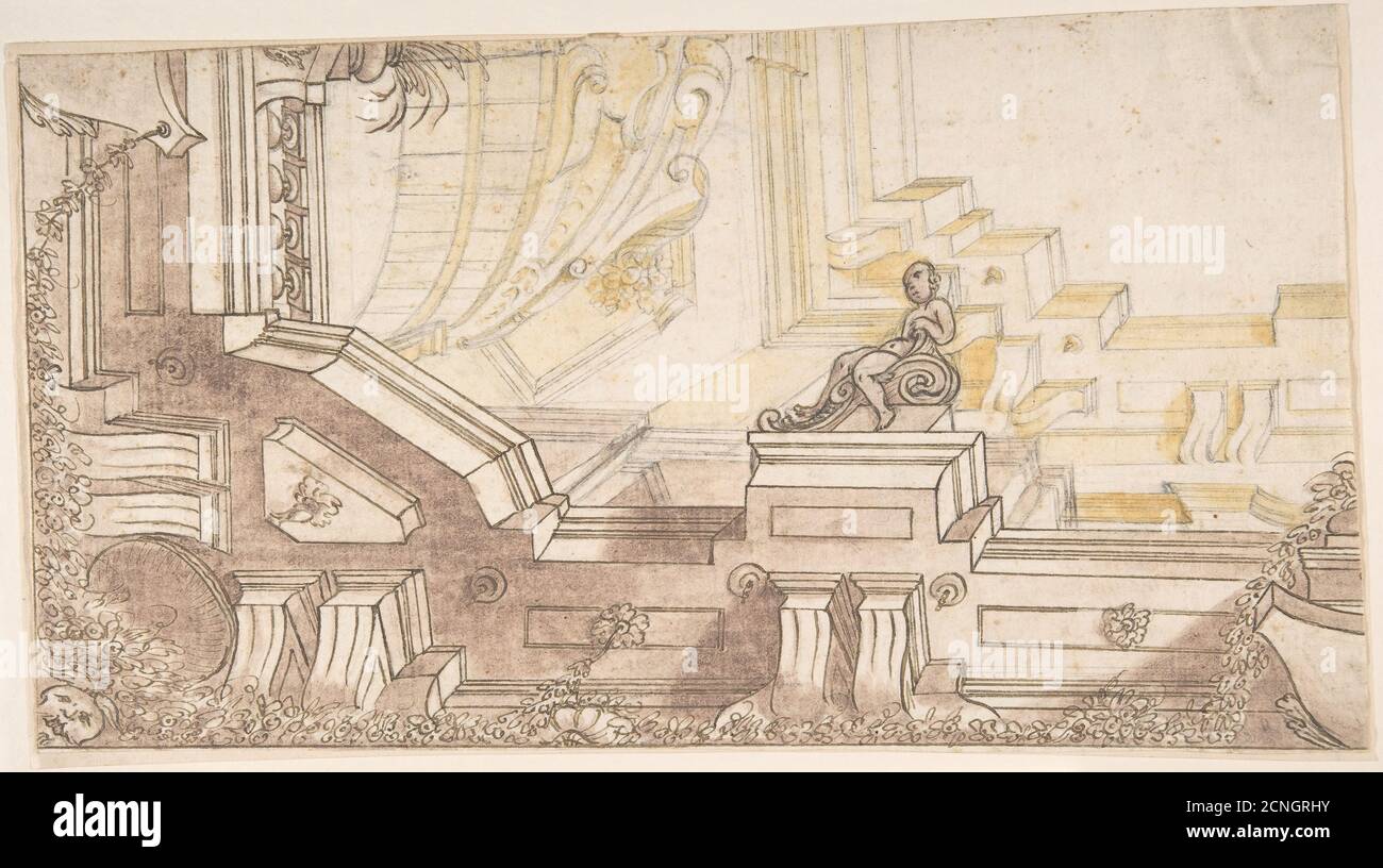 Quarter of a Design for a Trompe L'oeil Deckendekoration, 17. Jahrhundert. Stockfoto