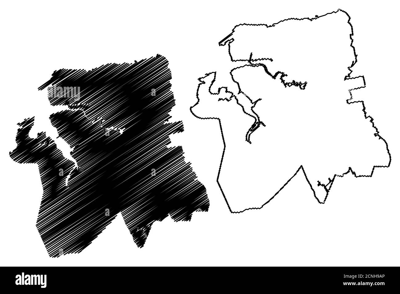 Sao Luis City (Föderative Republik Brasilien, Maranhao State) Karte Vektor Illustration, scribble Skizze Stadt Sao Luis Karte Stock Vektor