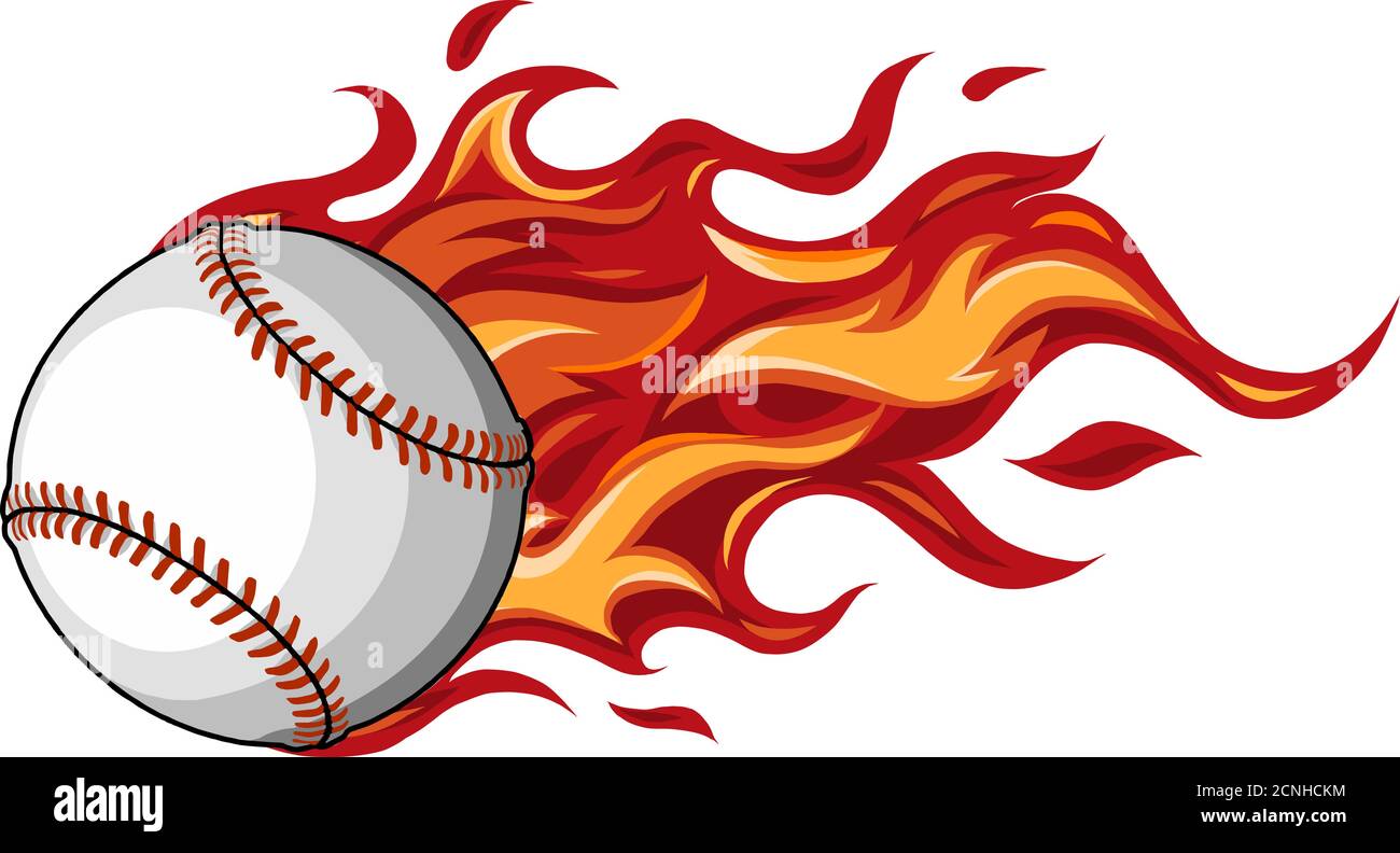 Baseball mit Flammen in weißem Hintergrund Vektor-Illustration Stock Vektor