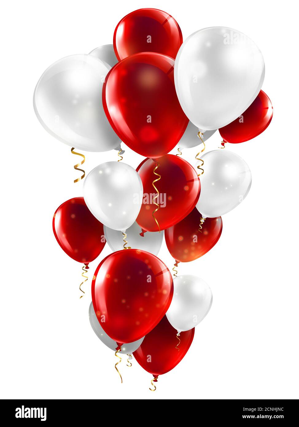 Rote und weiße Luftballons Stockfoto