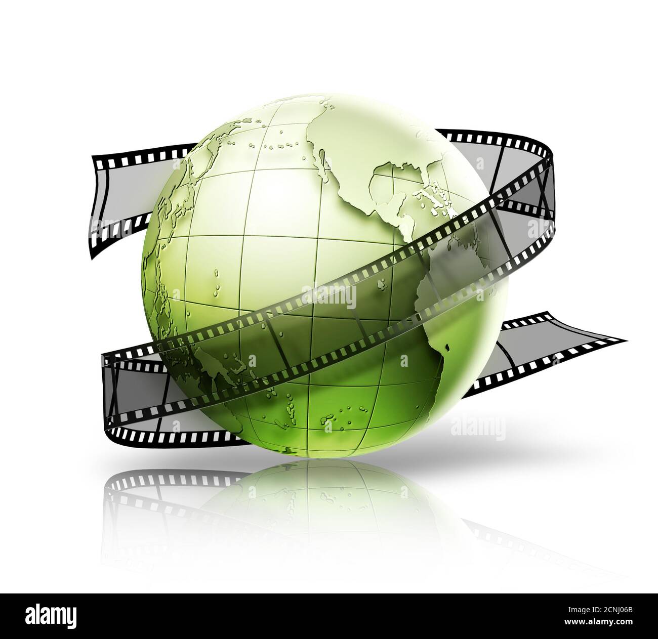 Globus mit Filmstreifen Stockfoto