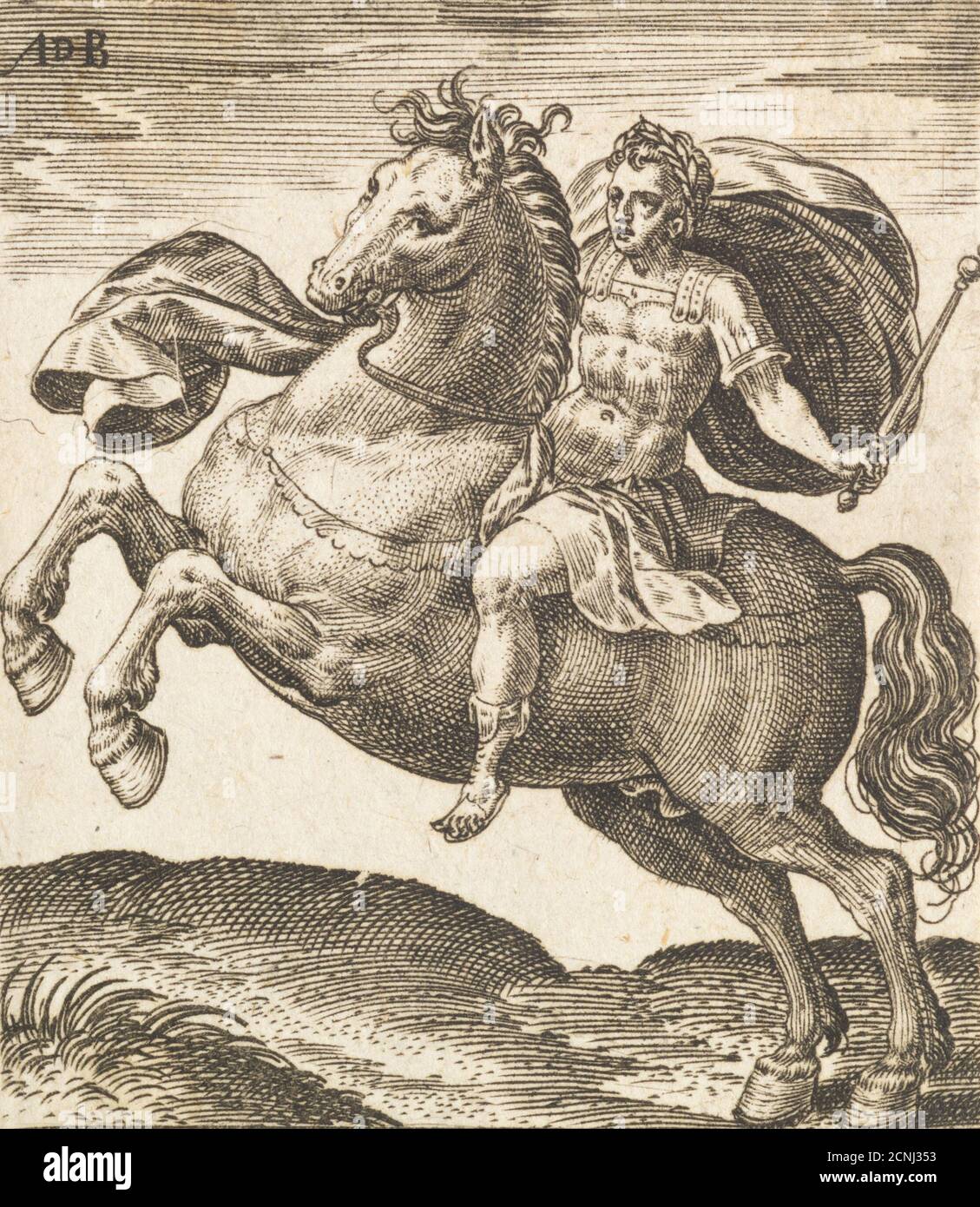 Domitianus aus zwölf Caesaren auf dem Pferderack1565-1587. Stockfoto