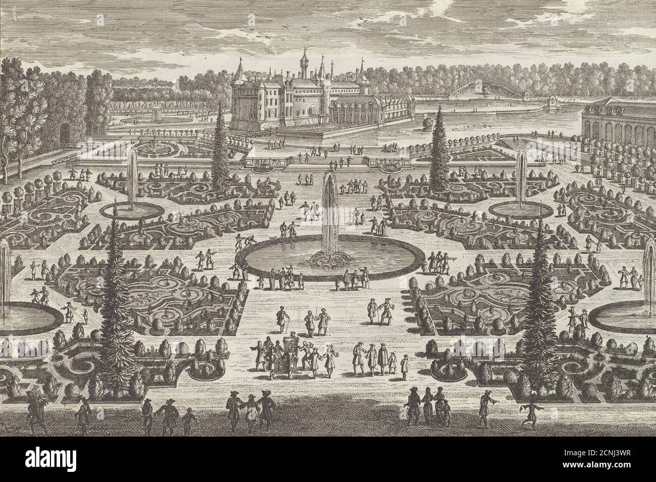 Le Parterre de l'Orangerie de Chantilly, 1680er. Stockfoto