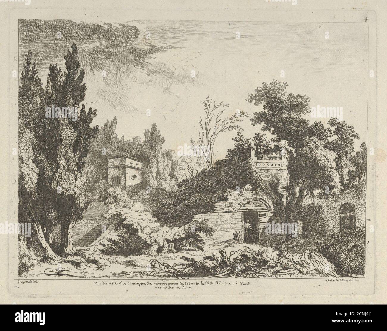 Vue des restes d'un th&#xe9;&#xe2;tre von Differentes vues dessin&#xe9; d'apr&#xe8;s Natur... dans les environs de Rome et de Naples, 18. Jahrhundert. Stockfoto