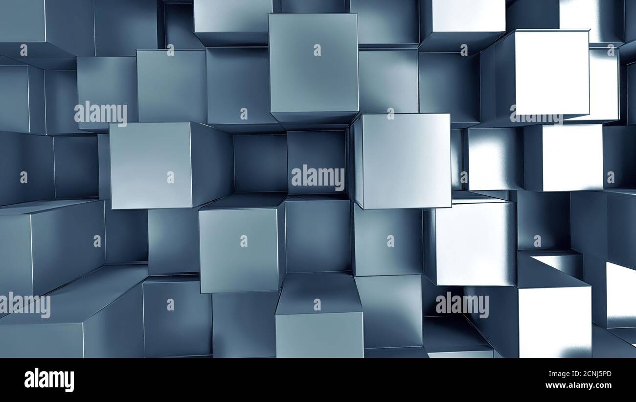 Metall Quadrate 3D abstrakter Hintergrund Stockfoto