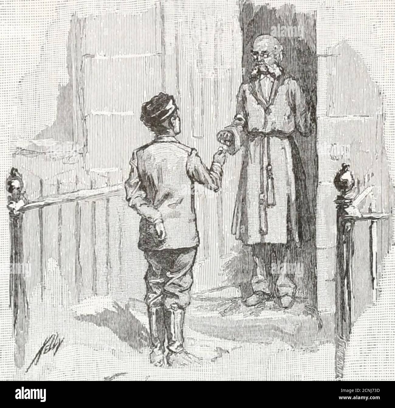 . McGuffeys zweiter eklektischer Leser. D.) 1. George fing an und fühlte sich murliglücklicher, weil er sich dafür eingesetzt hatte, das Richtige zu tun. 2. Er klingelte an der Tür. Als Theman kam heraus, George sagte^ Sir, I 134 EKLEKTISCHE SERIE. Warf einen Schneeball durch Ihre Win-dow. Aber ich hatte nicht die Absicht, es zu tun.Ich bin sehr traurig und möchte Sie bezahlen.Hier ist der Dollar, den mein Vater mir ein Neujahrsgeschenk gab. 3. Der Herr nahm den Dollar und fragte George, ob er kein Geld mehr habe.George sagte, er hätte es nicht. Nun, saidhe, -das wird tun. 4. Also, nachdem er George nach seinem Namen gefragt, und wo er lebte, nannte er ihn anehrlichen Jungen, und Stockfoto
