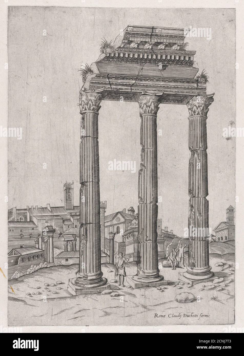 Speculum Romanae Magnificentiae: Portikus des Julius-Tempels, 16. Jahrhundert. Stockfoto