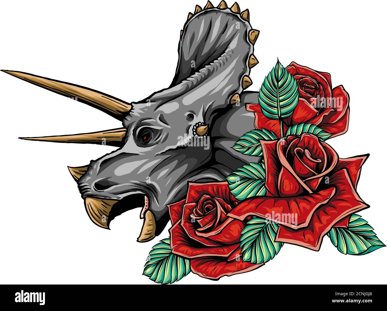 dinosaurus triceratops Kopf Kunst Vektor Illustration Design Stock Vektor