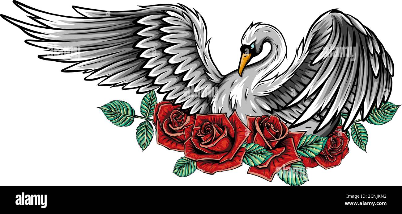 Mode Vektor Illustration mit Vogel. Sei Schwan, nicht Ente, Schönheitskonzept Stock Vektor