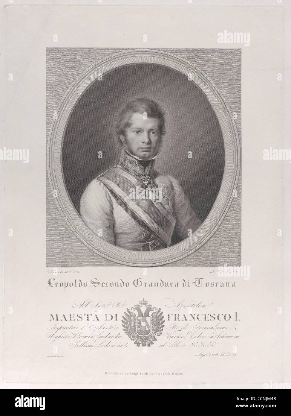 Ovales Porträt von Leopold II., Großherzog der Toskana, 1833. Stockfoto
