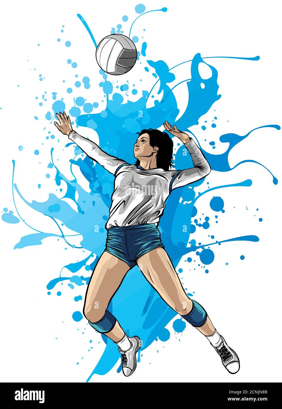 Volleyball Sport Mädchen und Ball Cartoon Vektor Illustration Stock Vektor