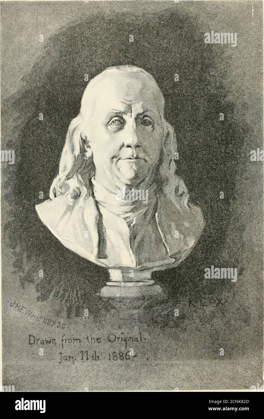 . Das Jahrhundert Buch der berühmten Amerikaner: Die Geschichte von einer jungen Menschen Wallfahrt zu historischen Häusern. FRANKLINS GEBURTSORT.Haus früher auf Milch Straße, Boston.. EIN BOSTONER JUNGE, DER BERÜHMT WURDE.BENJAMIN FRANKLIN. Geboren 1706 in Boston. IN DER STADT BOSTON tat das - die Herren - mögen - weinen - Frieden - Frieden - aber - da - ist - kein - Friedensmann. Nein; Historiker geben den Kredit weitgehend zu Otis, Onkel Tom antwortete. Er machte wirklich den ersten Schritt in Richtung Unabhängigkeit, Jahre vor PatrickHenrys feuriger Rede. Denn wenn, im Jahr 1761, vier Jahre vor dem Passageof the Stamp Act, James Otis, in der Superior Court Stockfoto