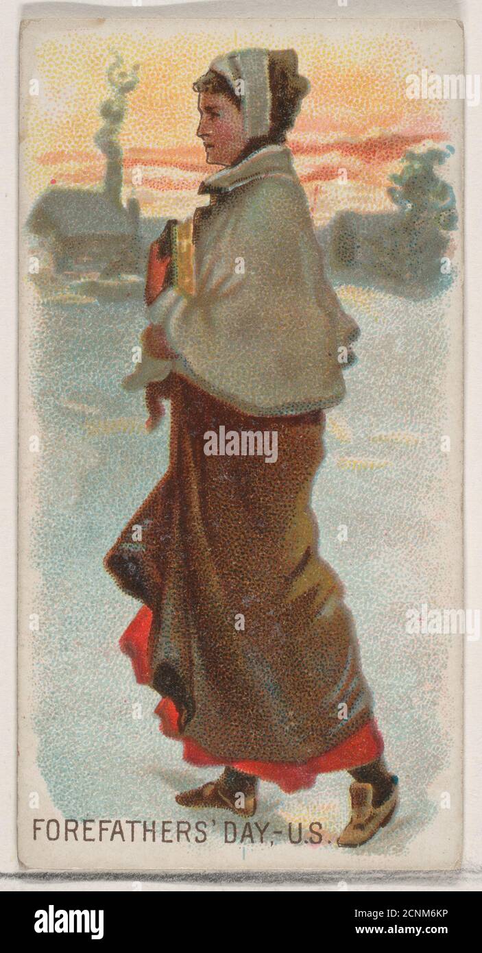 Vorväterentag, USA, aus der Serie Holidays (N80) für Zigaretten der Marke Duke, 1890. Stockfoto