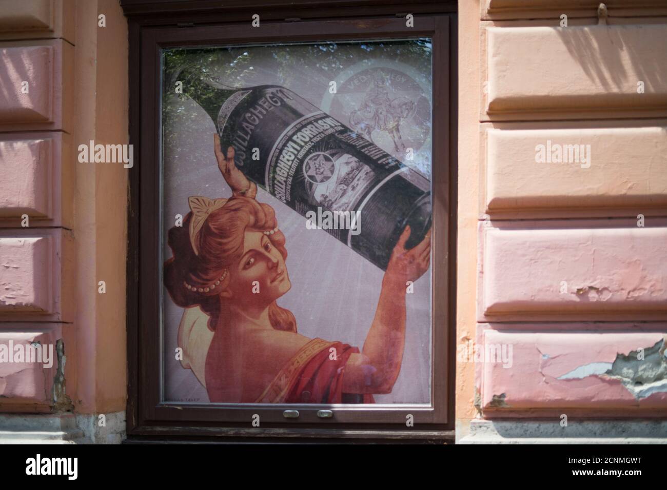 Werbung, Jugendstilplakat, Alkoholwerbung, Budapest, Ungarn, Stockfoto