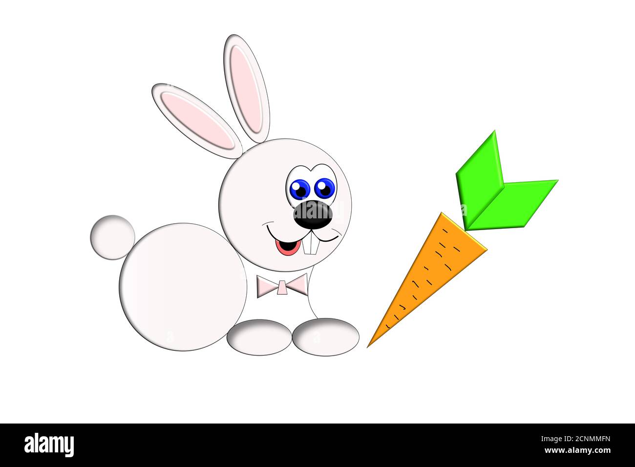 Illustration eines kleinen Hasen und einer Karotte Stockfoto