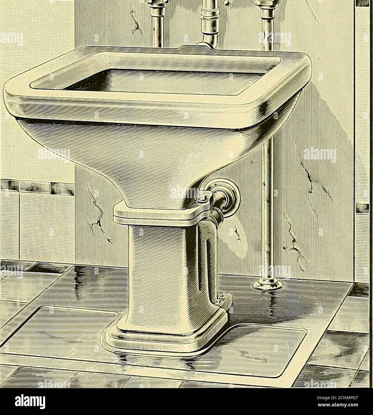 . Illustrierter Katalog von James B. Clow & Sohn, Hersteller und Händler in Lieferungen für Klempner, Dampf-und Gasmonteure, Wasser-und Gaswerke, Eisenbahnen und Auftragnehmer .. . ©. ABB. 1308. ABB. 1309. Abb. 1308 enthält große quadratische Spülung EIM Slop Hopper. Vernickelt Doppel-Kompressionshahn, mit Lieferungen zum Boden, Runde in die Enge gegossen Single Discharge Siphon Tank, vernickelt Flush Pipe, Tank Halterungen, Zug und Kette, Messing Bodenflansch, Schrauben und Gummidichtung. Abb. 1309 enthält kurze quadratische bündelnde Randlope mit Falle, vernickeltes Messing-Entlüftungsstück an der Wand, vernickelte Doppelkompressoren Stockfoto