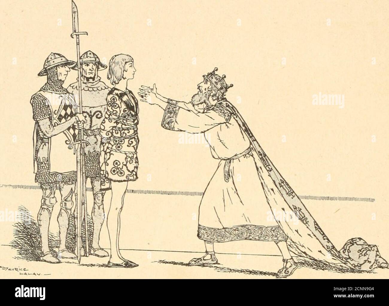 . Contes mauve . Unser Savoir quon a toujours le temps de faire une bêtise... donc, pasdexcès de zèle : défère au désir de ce garçon, dépêche-moi un de tes hommesauprès de Sa Majesté et attends sans ungeduld les événements. » La Suite prouva quen locurrence la Philosophie du vieil officier était labonne. 11 eut tout lieu de sen réjouir en effet, lorsquil vit le ROI lui-même, oui,le ROI en personne, sans escorte, sans Suite, seul, accourir... Et à quelle allure!Galopant comme le plus leste de ses pages, cheveux et barbe voltigeant ainsique neige sous la bourrasque. Hors dhaleine, il sarrêta de Stockfoto