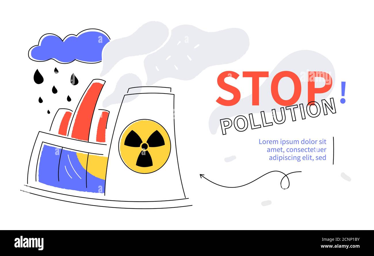 Stop Verschmutzung - bunte flache Design Stil Web-Banner Stock Vektor