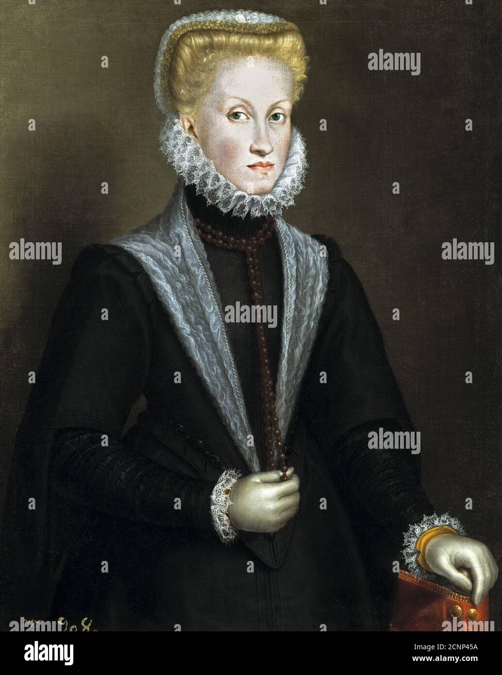 Porträt von Anna von Österreich (1549-1580), Königin Gemahlin von Spanien und Portugal, 1573. Gefunden in der Sammlung des Museo del Prado, Madrid. Stockfoto