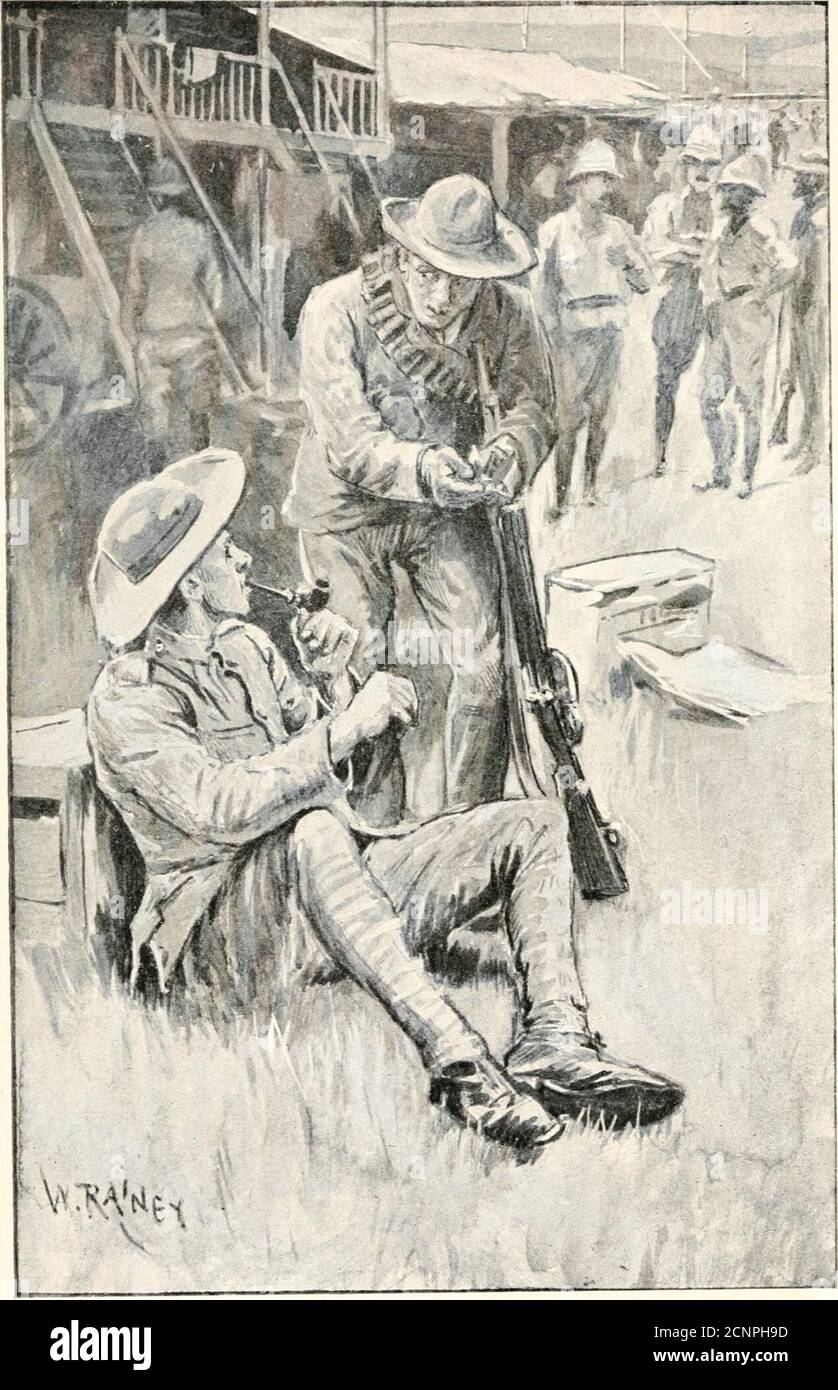 . Mit Roberts nach Pretoria; eine Geschichte des südafrikanischen Krieges. YORKE TRIFFT EINEN ALTEN FREUND, MIT EGBERTS NACH PRETORIA EINE GESCHICHTE DES SÜDAFRIKANISCHEN KRIEGES VON A. HENTY Autor von mit Buller in Natal in der irischen Brigade für Namen und Ruhm mit Cochrane The Dauntless &c. MIT ZWÖLF ILLUSTRATIONEN VON WILLIAM RAINEY, R.I. UND EINE KARTE V NEW YORK CHARLES SCRIBNERS SONS 1901 UFDCLIBIULLYWITHROBERTSTOPRE00HENT Stockfoto