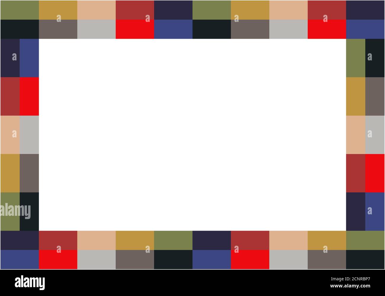 Pixel Mosaik Rechteck Rahmen. Vektorgrafik. Isoliert auf weißem Hintergrund. Hintergrund Formular Inserent. Vorlage für Bordüre, Innenarchitektur. Stock Vektor